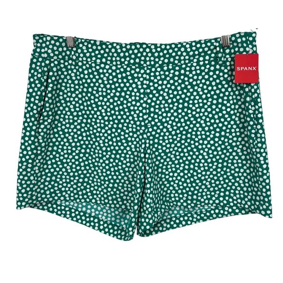 Spanx Polka Dot Kelly Green Sunshine Shorts 6" Size XL Extra Large Women New - Picture 1 of 8